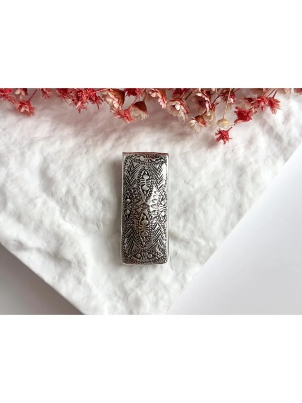 Navajo Inspired Abstract Southwest Made Vintage Stainless Steel Money Clip